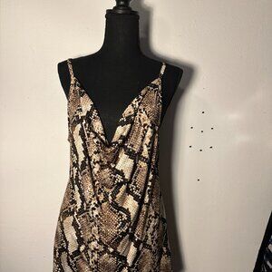 Snakeskin Print Cowl Neck Camisole - Spaghetti Straps - Perfect for Layering